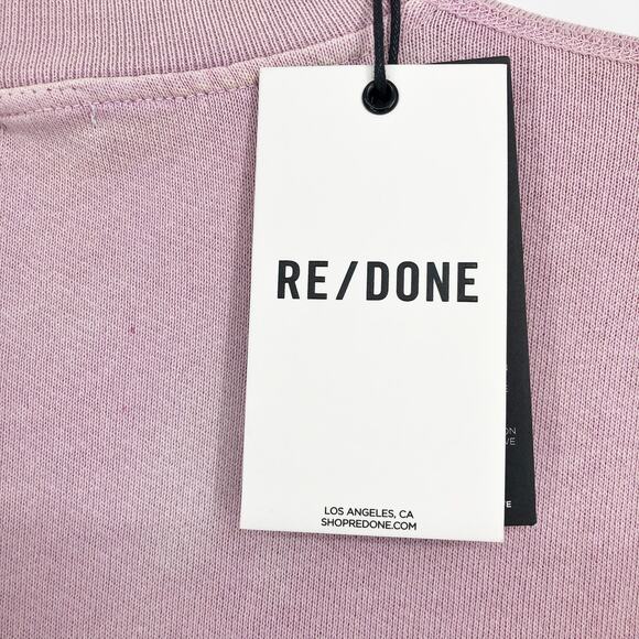 RE/DONE Women's 80s Half Zip Sweatshirt Small Purple 100% Cotton NWT - Picture 11 of 11